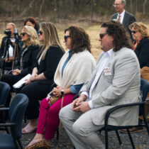 Audience at solar array ribbon cutting